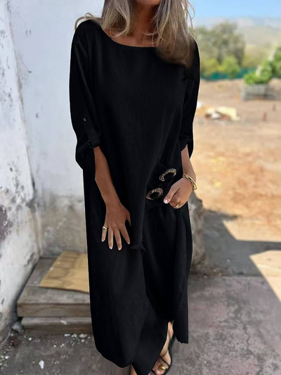 Solmira™ | Asimetrik Doğal Kumaş İkili Takım