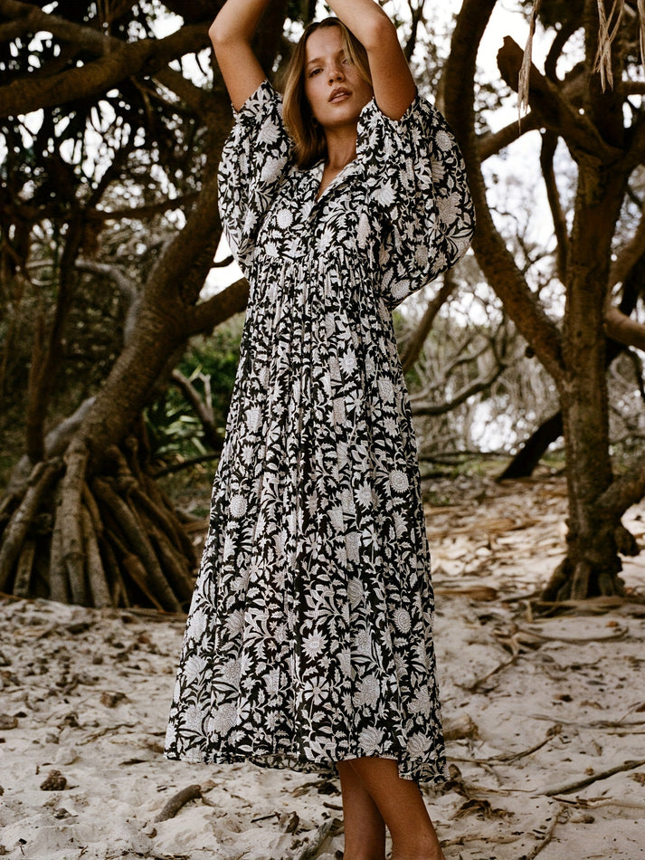 Solmira™ | Salaş Bohem Çiçekli Elbise