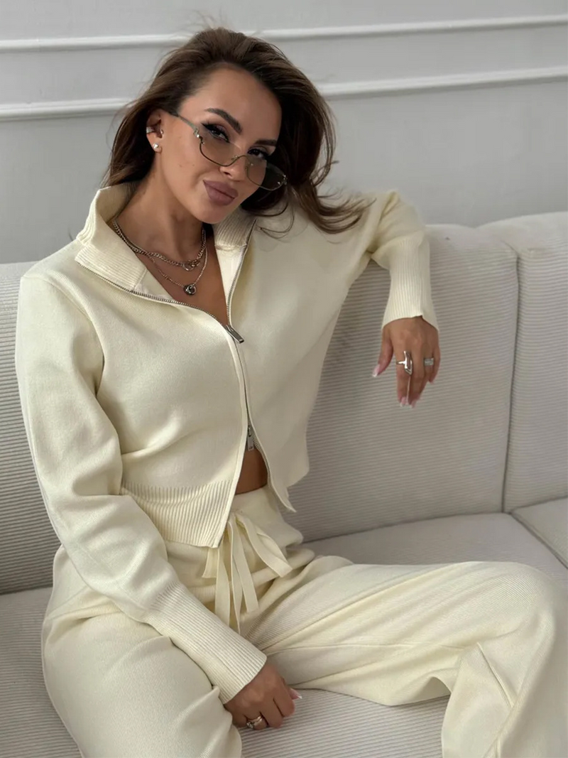 Solmira™ | Çift Fermuarlı Slim-Fit Takım