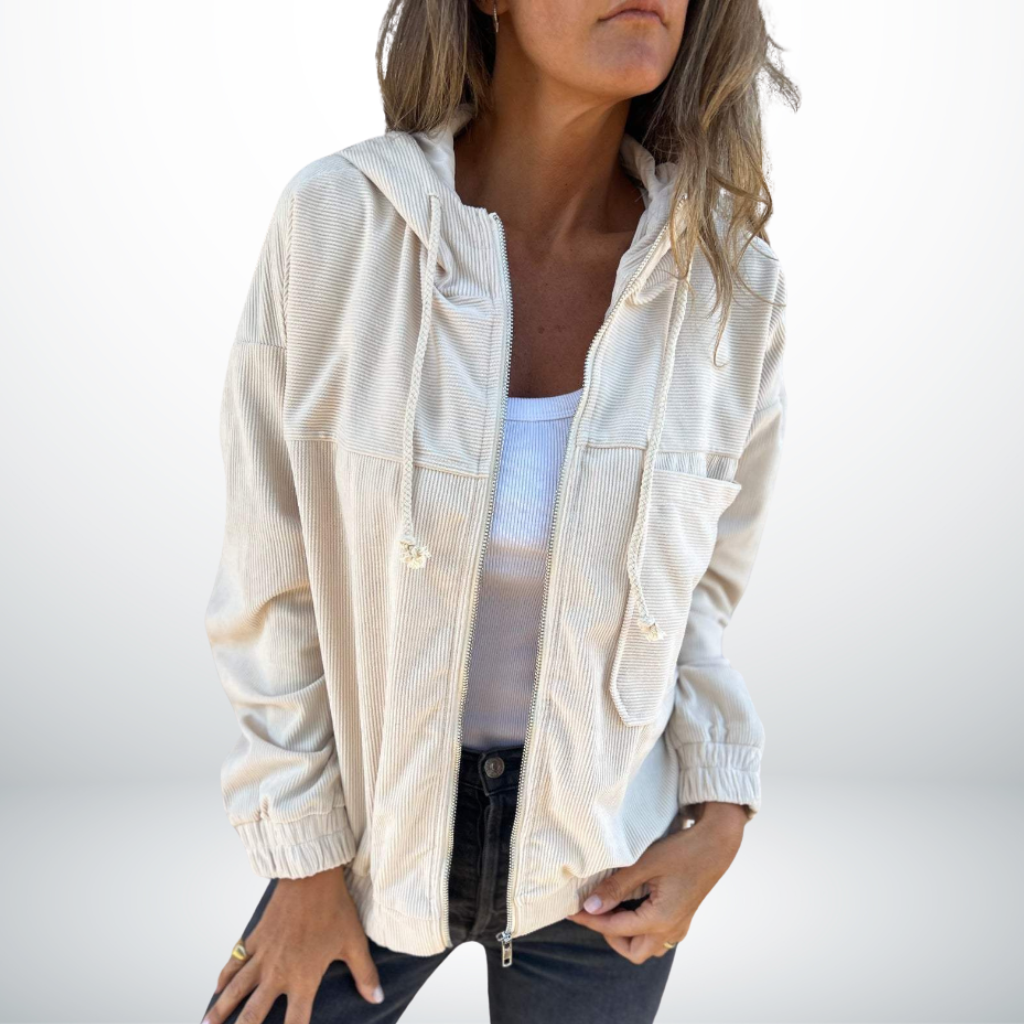 Solmira™ | Kapüşonlu Fermuarlı Kadın Ceket