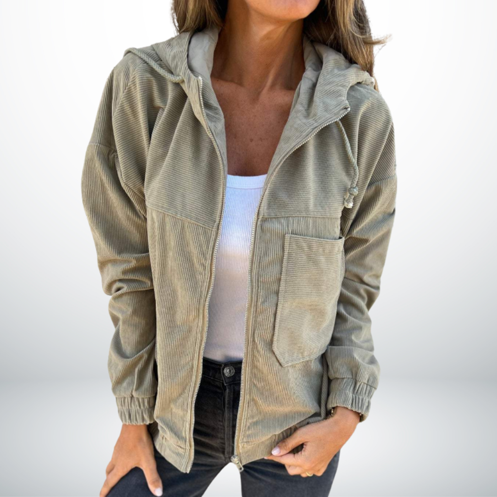 Solmira™ | Kapüşonlu Fermuarlı Kadın Ceket
