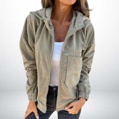 Solmira™ | Kapüşonlu Fermuarlı Kadın Ceket