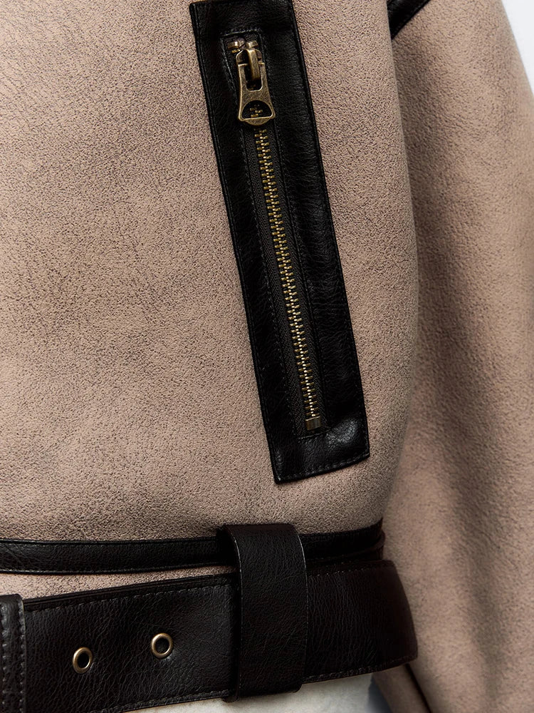 Solmira™ | Kürk Yakalı Kemerli Kaban