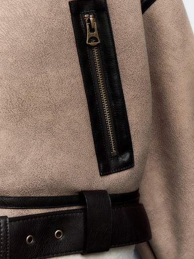 Solmira™ | Kürk Yakalı Kemerli Kaban