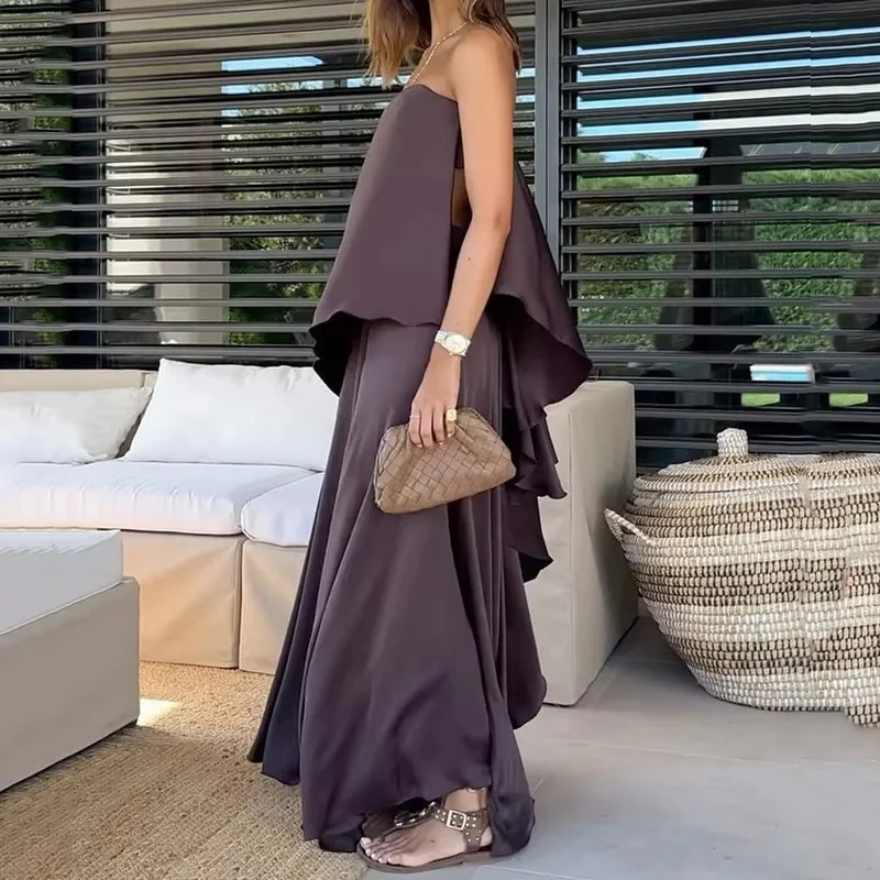 Solmira™ | Katmanlı Zarafet Straplez Salaş Elbise