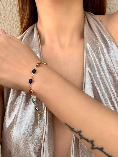 Solmira™ | Taş Detaylı Uzun Zincir & Bileklik