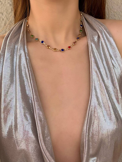 Solmira™ | Taş Detaylı Uzun Zincir & Bileklik