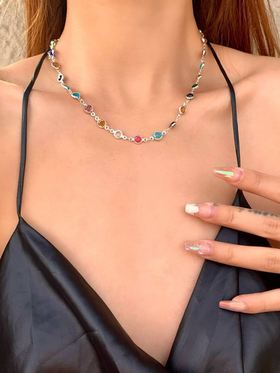 Solmira™ | Taş Detaylı Uzun Zincir & Bileklik