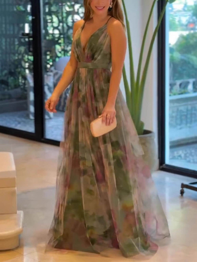 Solmira™ | Tül Katmanlı V Yaka Abiye