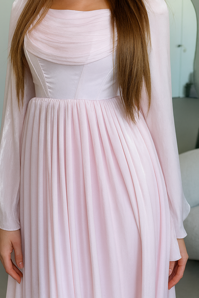 Solmira™ | Uzun Kollu Şifon Abiye