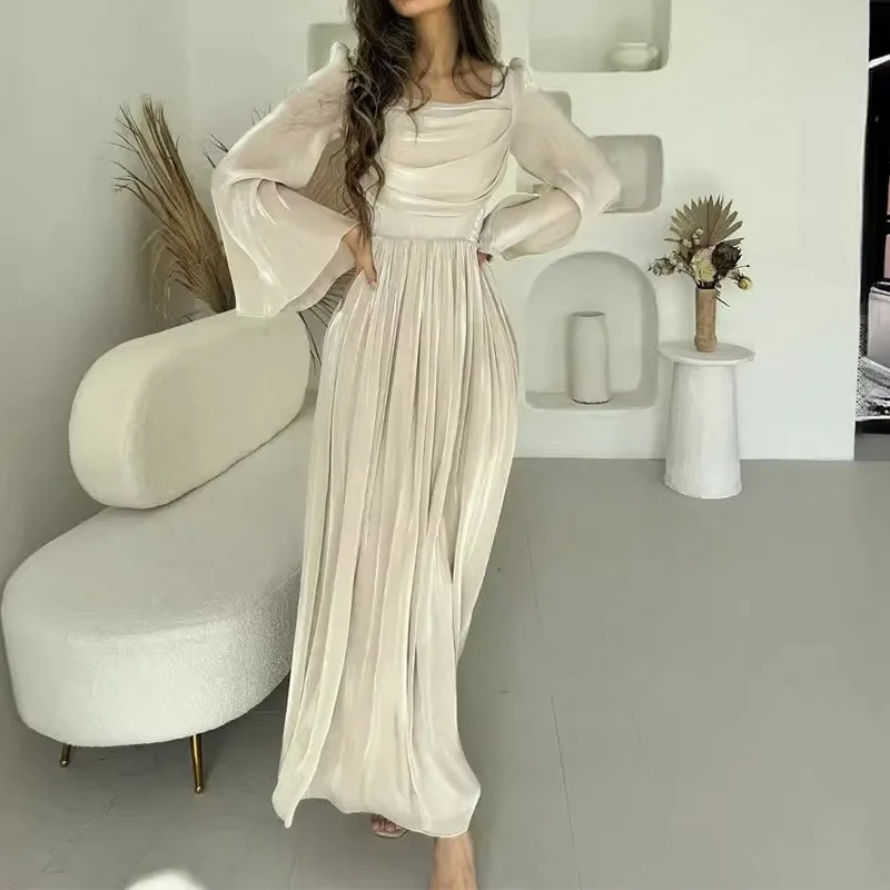 Solmira™ | Uzun Kollu Şifon Abiye