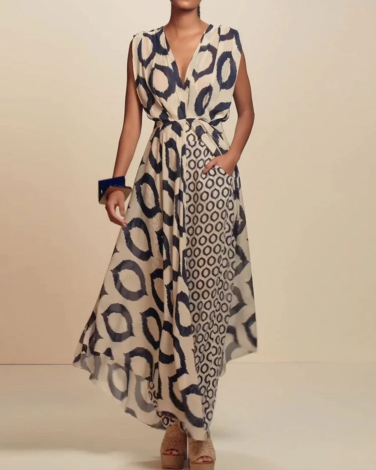 Solmira™ | Modern Desenli Şifon Elbise