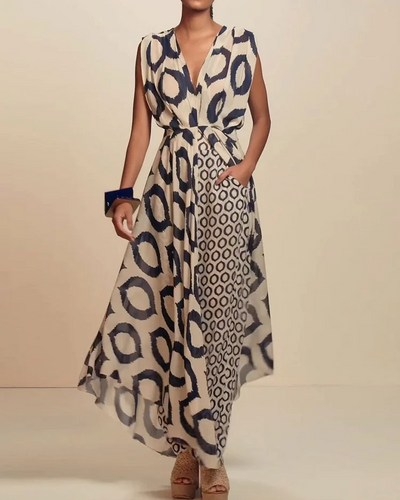 Solmira™ | Modern Desenli Şifon Elbise