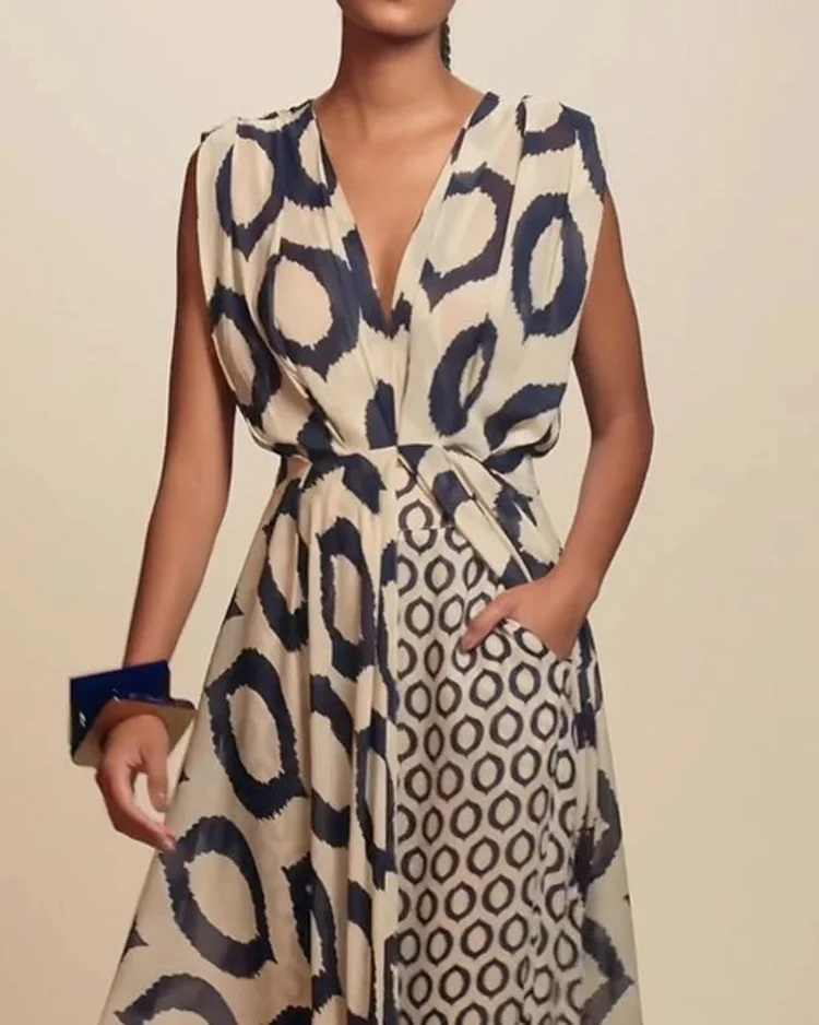 Solmira™ | Modern Desenli Şifon Elbise