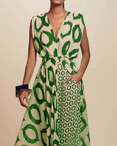 Solmira™ | Modern Desenli Şifon Elbise