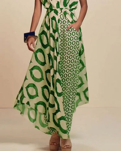 Solmira™ | Modern Desenli Şifon Elbise