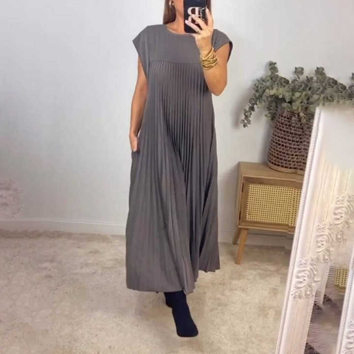 Solmira™ | Zarif Pliseli Uzun Elbise