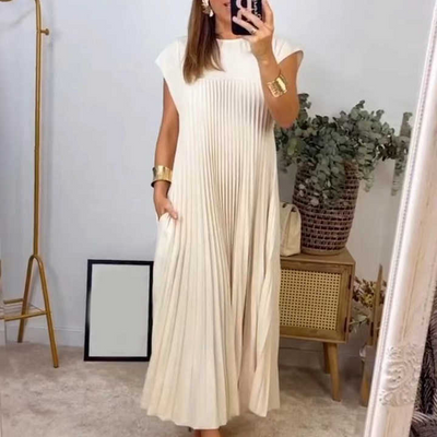 Solmira™ | Zarif Pliseli Uzun Elbise